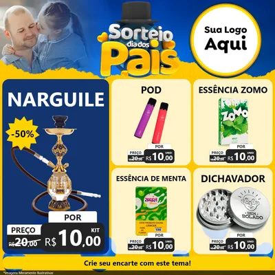 Modelo de Rede Social para Feed Facebook com o tema Sorteio Dia Dos Pais para Tabacaria