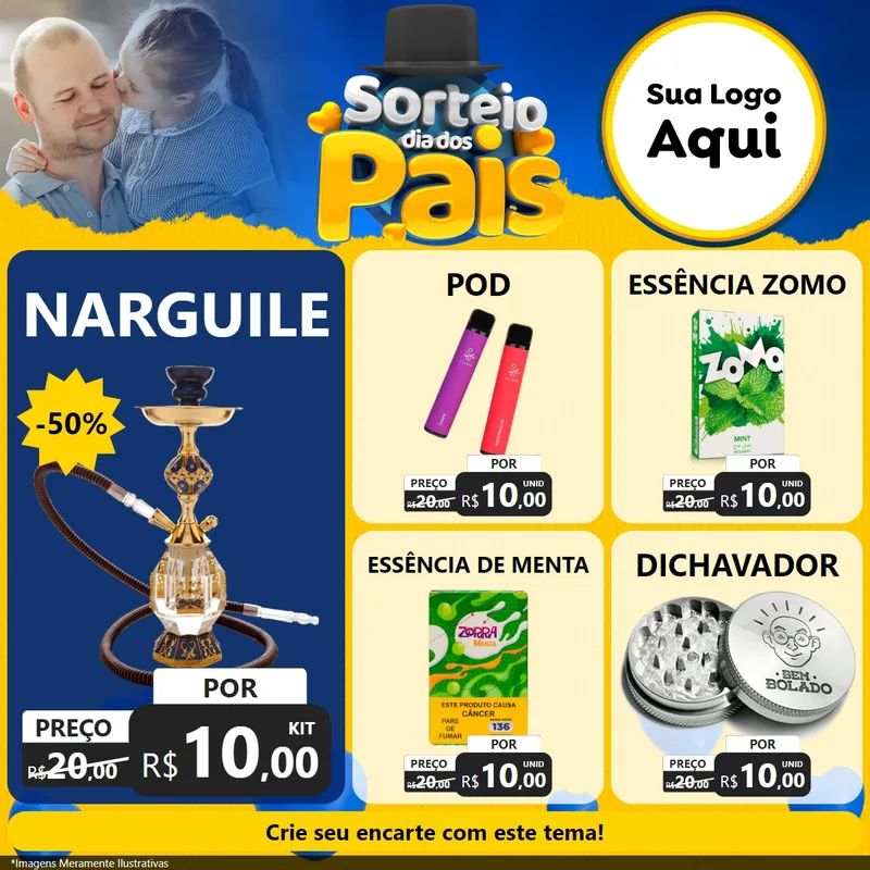 Modelo de Rede Social para Feed Facebook com o tema Sorteio Dia Dos Pais para Tabacaria