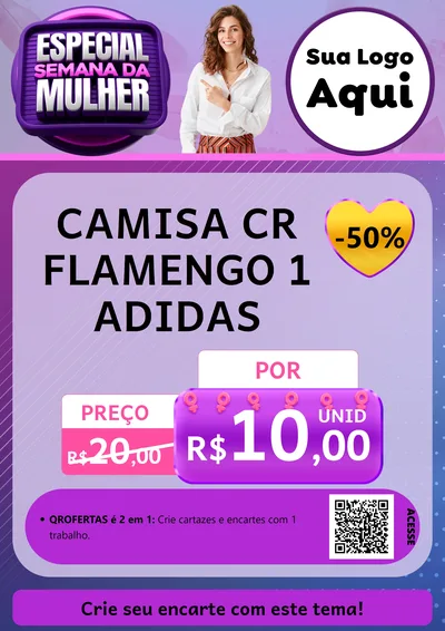 Modelo de Cartaz para Cartaz A4 Vertical com o tema Especial Semana da Mulher para Roupas e acessórios