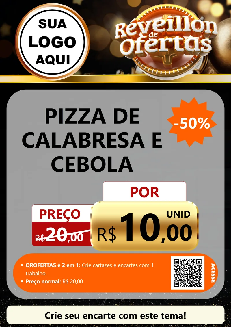 Modelo de Cartaz para Cartaz A4 Vertical com o tema Réveillon de Ofertas para Pizzaria