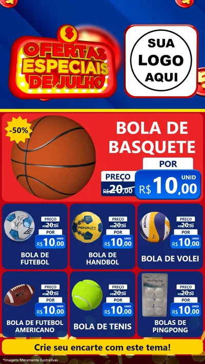 Modelo de Rede Social para Stories com o tema Ofertas Especiais de Julho para Artigos Esportivos