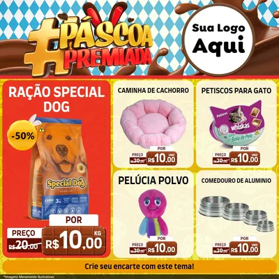 Modelo de Rede Social para Feed Facebook com o tema Páscoa Premiada para Pet Shop