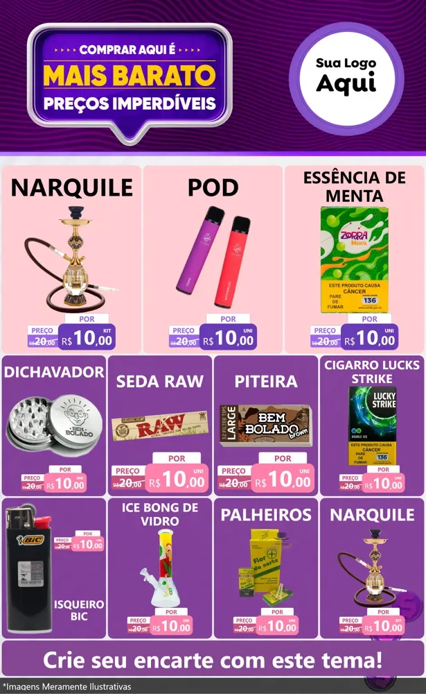 Modelo de Encarte para Encarte Grande com o tema Mais Barato para Tabacaria
