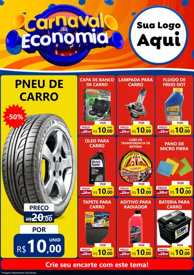 Modelo de Encarte para Encarte A4 Vertical com o tema Carnaval da Economia para Auto peças