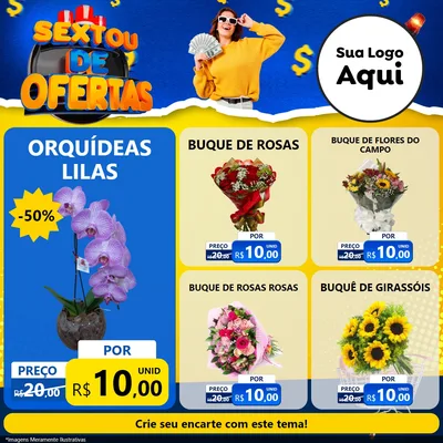 Modelo de Rede Social para Feed Facebook com o tema Sextou de Ofertas para Floricultura e jardim