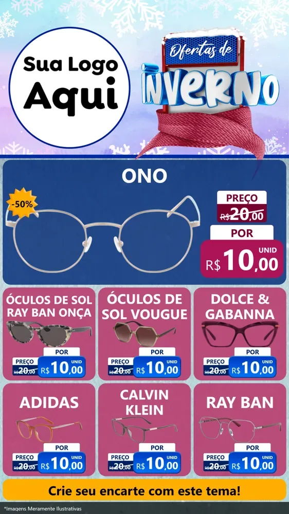 Modelo de Rede Social para Stories com o tema Ofertas de Inverno para Óticas