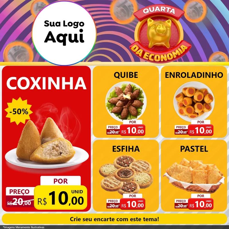 Modelo de Rede Social para Feed Facebook com o tema Quarta da Economia para Salgadaria