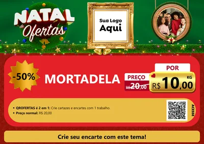 Modelo de Cartaz para Cartaz A4 Horizontal com o tema Natal de Ofertas para Frios e Laticínios