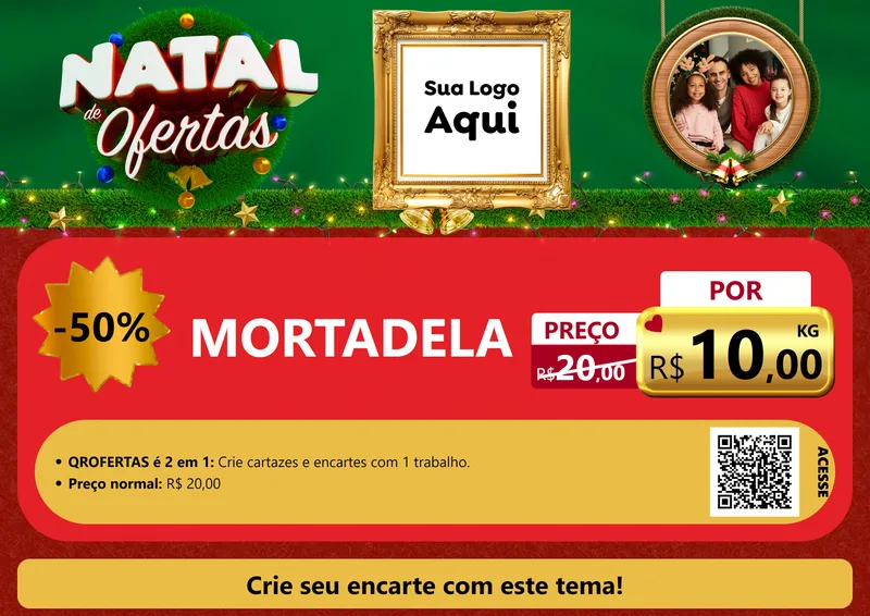 Modelo de Cartaz para Cartaz A4 Horizontal com o tema Natal de Ofertas para Frios e Laticínios