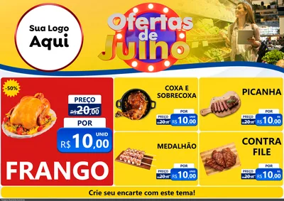 Modelo de Encarte para Encarte A4 Horizontal com o tema Ofertas de Julho para Assados
