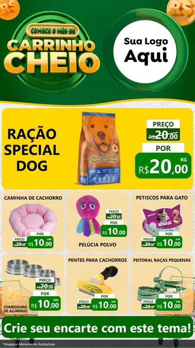 Modelo de Rede Social para Stories com o tema Carrinho Cheio para Pet Shop