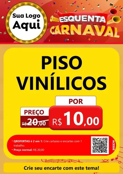 Modelo de Cartaz para Cartaz A4 Vertical com o tema Esquenta Carnaval para Material para Construção