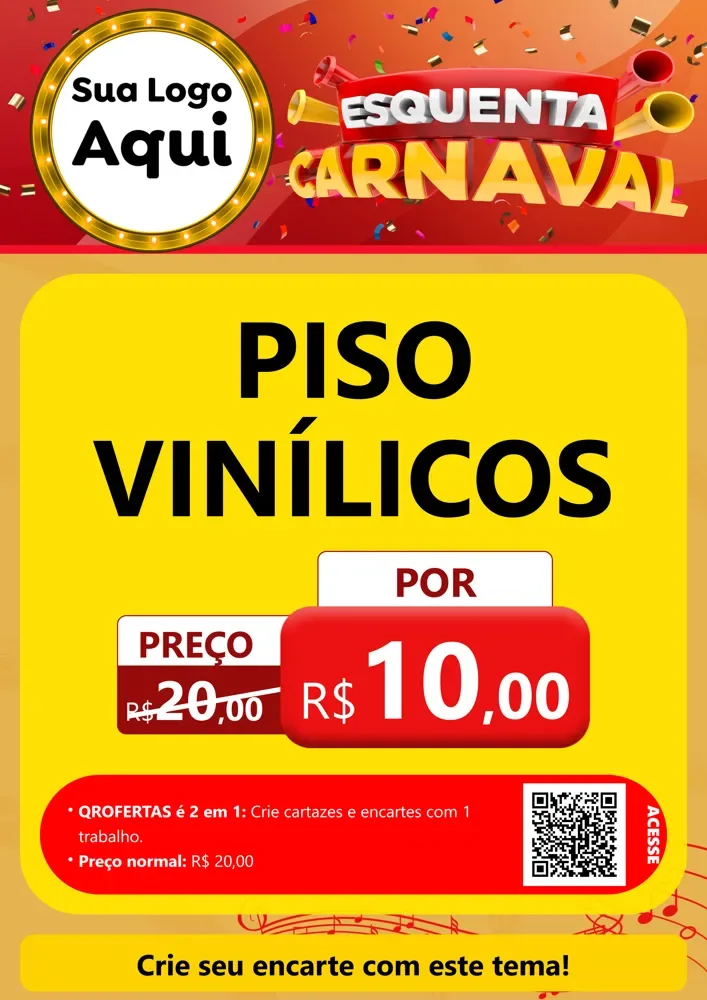 Modelo de Cartaz para Cartaz A4 Vertical com o tema Esquenta Carnaval para Material para Construção