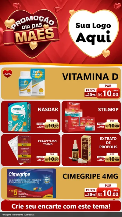 Modelo de TV para TV Vertical com o tema Promoção Dia das Mães para Farmácia