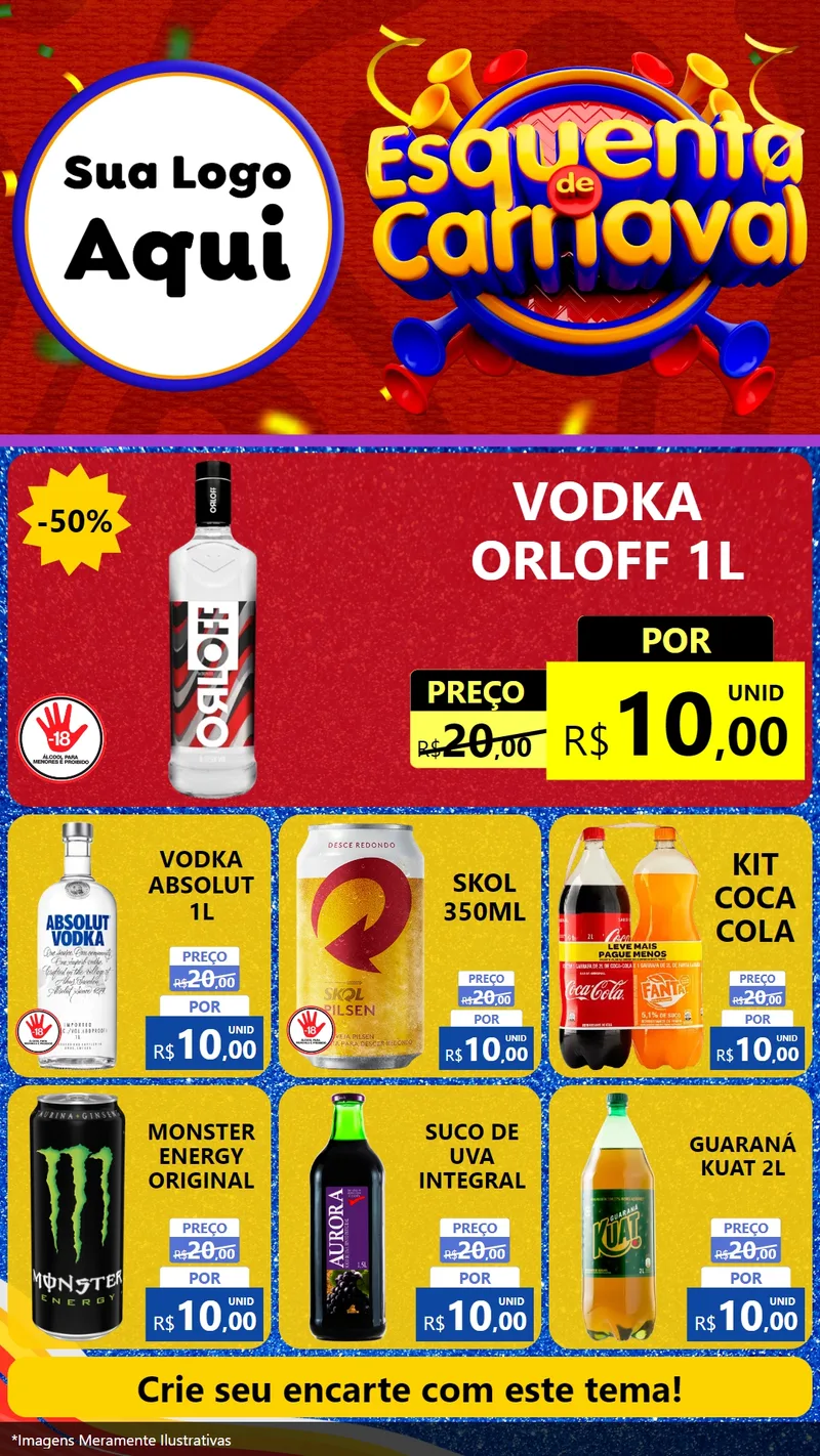 Modelo de Rede Social para Stories com o tema Esquenta de Carnaval para Distribuidora de bebidas