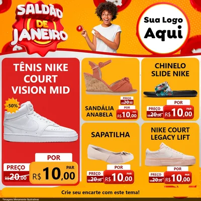 Modelo de Rede Social para Feed Facebook com o tema Saldão de Janeiro para Calçados