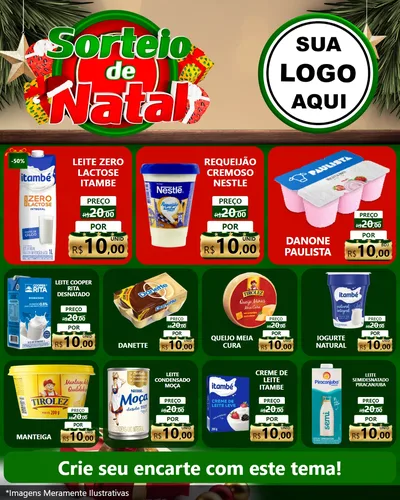 Modelo de Rede Social para Feed Instagram com o tema Sorteio de Natal para Frios e Laticínios