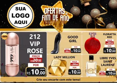 Modelo de Encarte para Encarte A4 Horizontal com o tema Ofertas de Fim de Ano para Perfumes