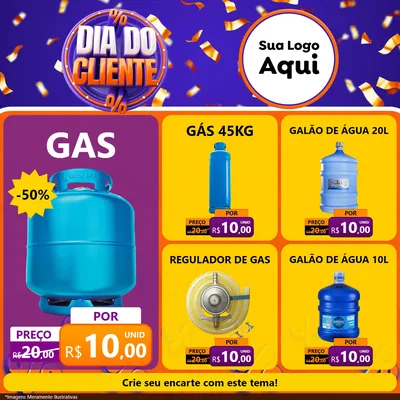 Modelo de Rede Social para Feed Facebook com o tema Dia do Cliente para Água e gás