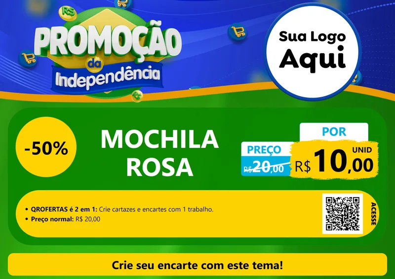 Modelo de Cartaz para Cartaz A4 Horizontal com o tema Promoção da Independência para Papelaria