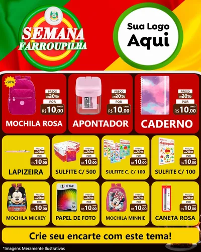 Modelo de Rede Social para Feed Instagram com o tema Semana Farroupilha para Papelaria