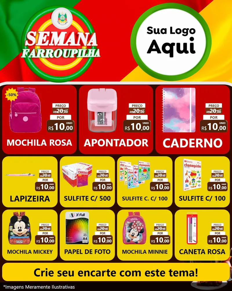 Modelo de Rede Social para Feed Instagram com o tema Semana Farroupilha para Papelaria