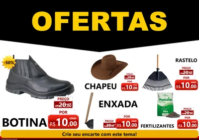 Modelo de Encarte para Encarte A4 Horizontal com o tema Ofertas Preto e Vermelho Cartaz para Agropecuária