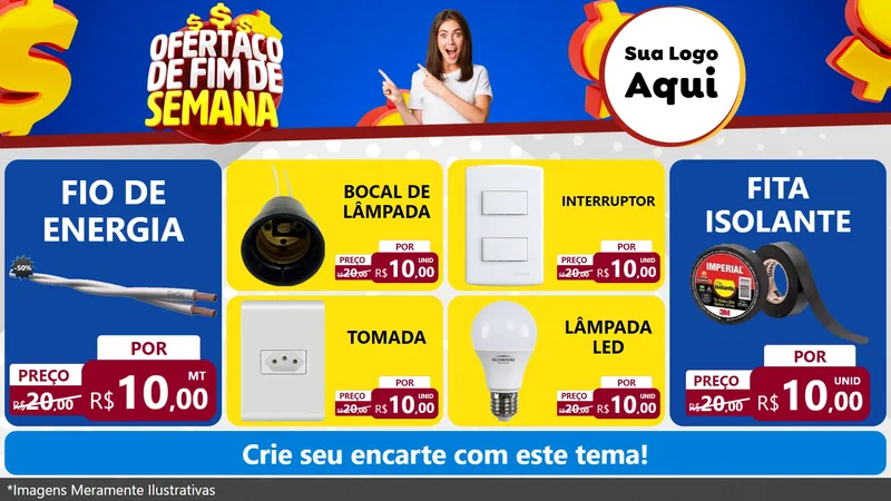 Modelo de TV para TV Horizontal com o tema Ofertaço de Fim de Semana para Materiais Elétricos