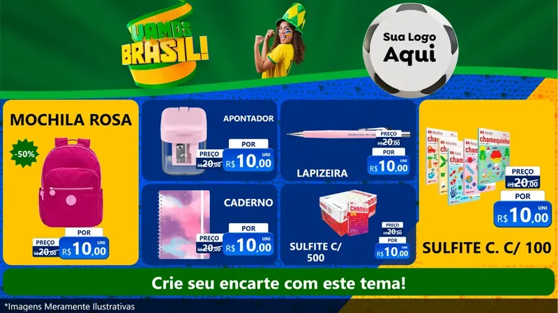 Modelo de TV para TV Horizontal com o tema Vamos Brasil - Copa para Papelaria