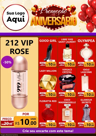 Modelo de Encarte para Encarte A4 Vertical com o tema Promoção de Aniversário para Perfumes