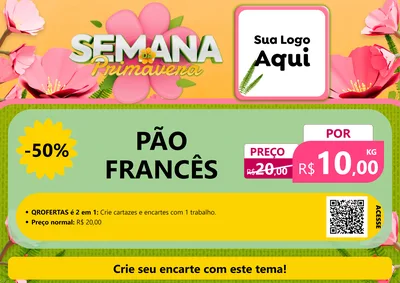 Modelo de Cartaz para Cartaz A4 Horizontal com o tema Semana da Primavera para Padaria