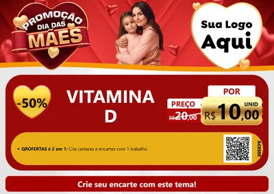 Modelo de Cartaz para Cartaz A4 Horizontal com o tema Promoção Dia das Mães para Farmácia