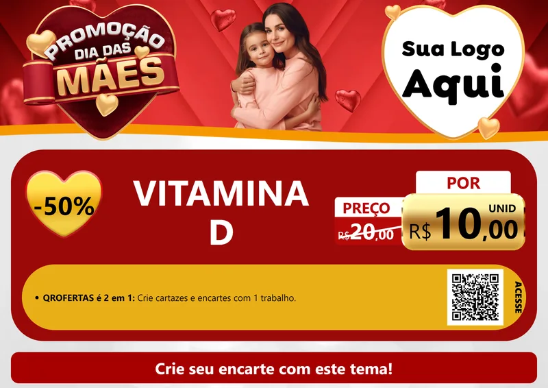 Modelo de Cartaz para Cartaz A4 Horizontal com o tema Promoção Dia das Mães para Farmácia