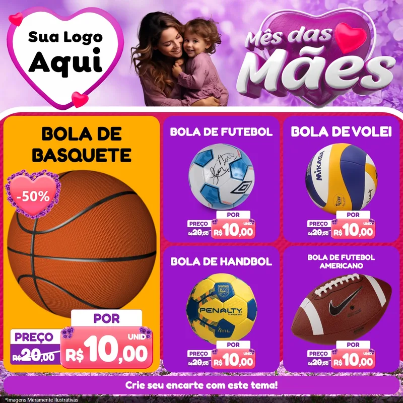 Modelo de Rede Social para Feed Facebook com o tema Mês das Mães para Artigos Esportivos