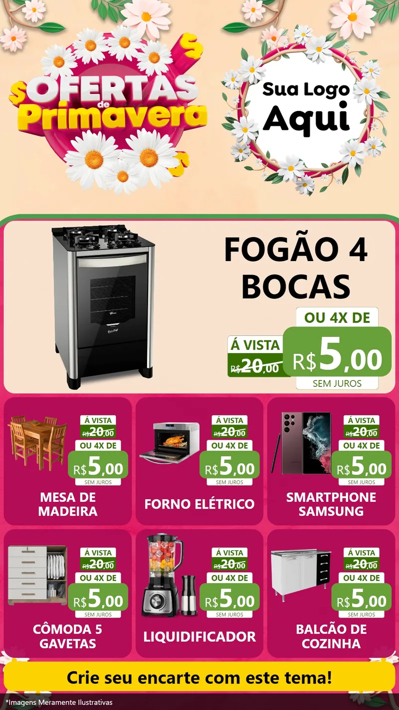 Modelo de Rede Social para Stories com o tema Ofertas de Primavera para Móveis e Eletro