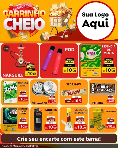 Modelo de Rede Social para Feed Instagram com o tema Promoção carrinho cheio para Tabacaria