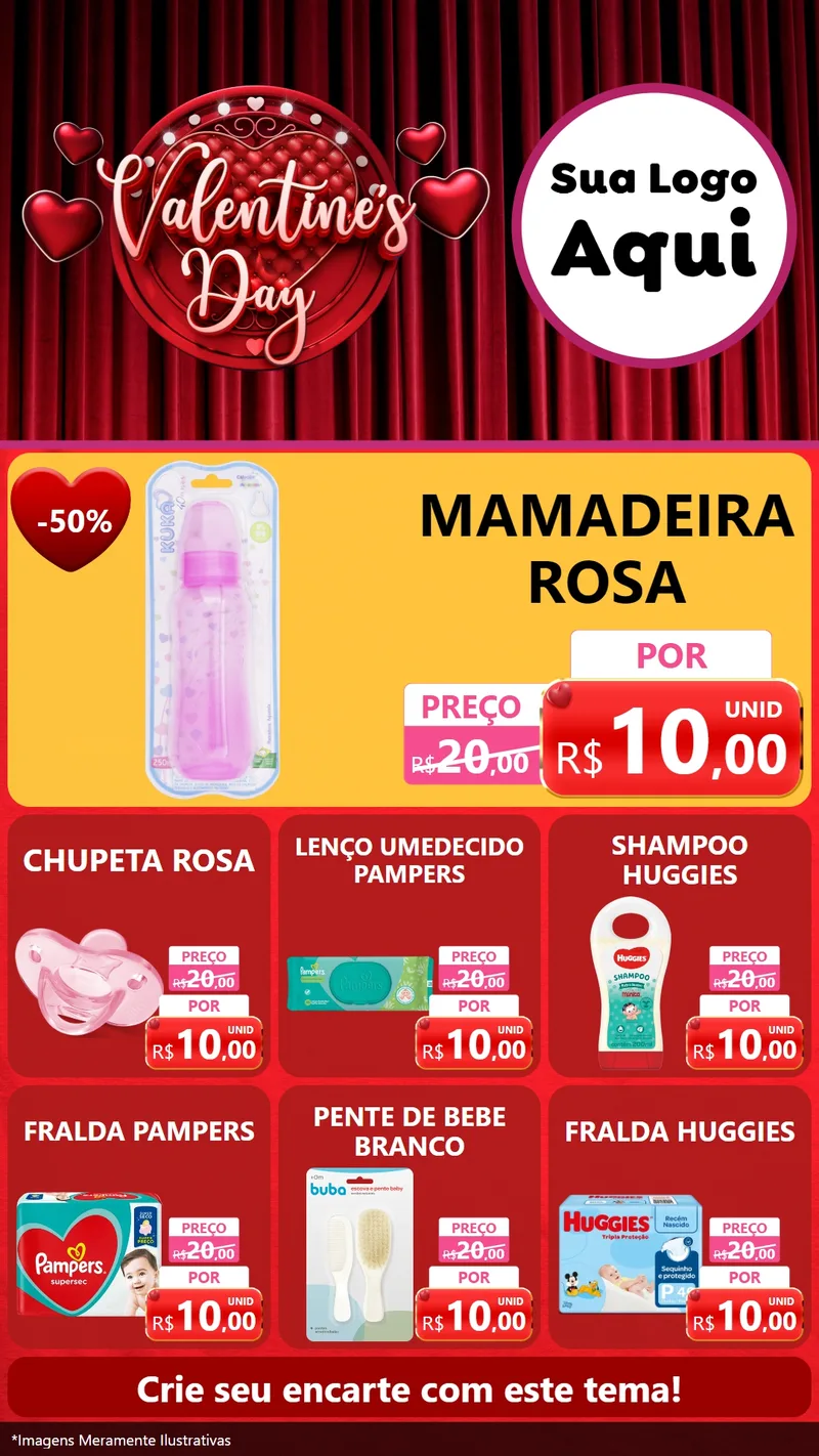 Modelo de Rede Social para Stories com o tema Valentine's Day para Bebês