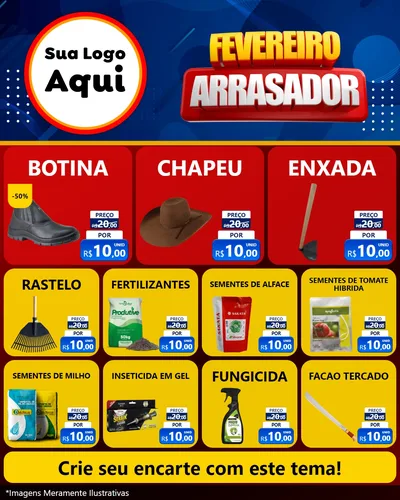 Modelo de Rede Social para Feed Instagram com o tema Fevereiro Arrasador para Agropecuária