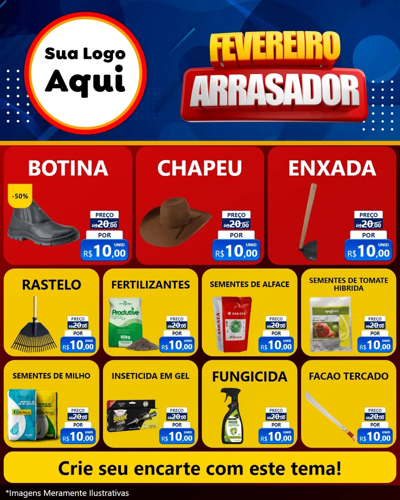 Modelo de Rede Social para Feed Instagram com o tema Fevereiro Arrasador para Agropecuária