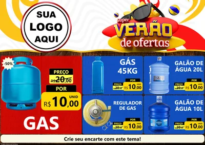 Modelo de Encarte para Encarte A4 Horizontal com o tema Super Verão de Ofertas para Água e gás