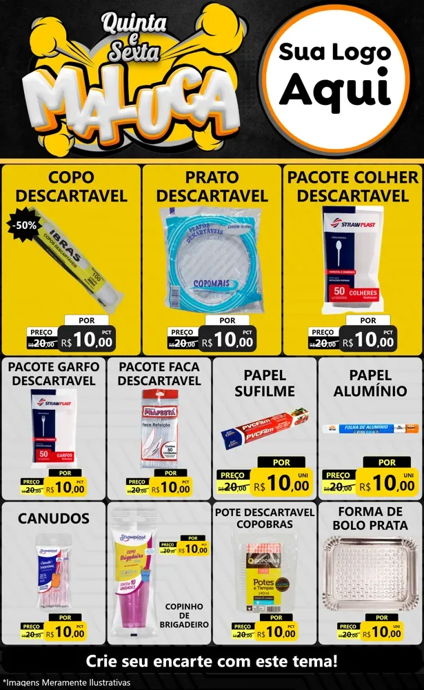 Modelo de Encarte para Encarte Grande com o tema Quinta e Sexta Maluca para Embalagens
