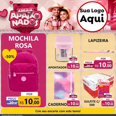 Modelo de Rede Social para Feed Facebook com o tema Arraiá dos Apaixonados - Junina para Papelaria