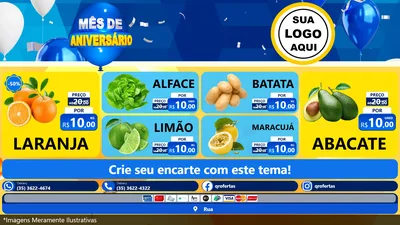 Modelo de TV para TV Horizontal com o tema Mês de Aniversário para Hortifrúti