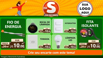 Modelo de TV para TV Horizontal com o tema Dia S - O Dia Mais Barato para Materiais Elétricos