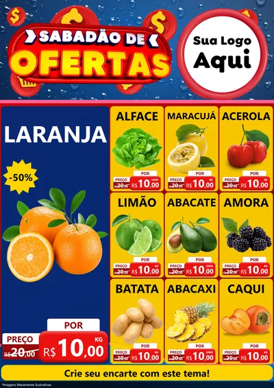 Modelo de Encarte para Encarte A4 Vertical com o tema Sabadão de Ofertas para Hortifrúti