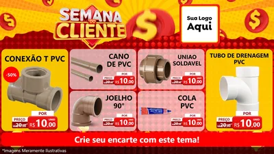 Modelo de TV para TV Horizontal com o tema Semana do Cliente para Tubos e conexões