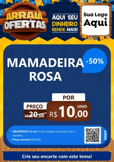 Modelo de Cartaz para Cartaz A4 Vertical com o tema Arraiá de Ofertas - Junina para Bebês