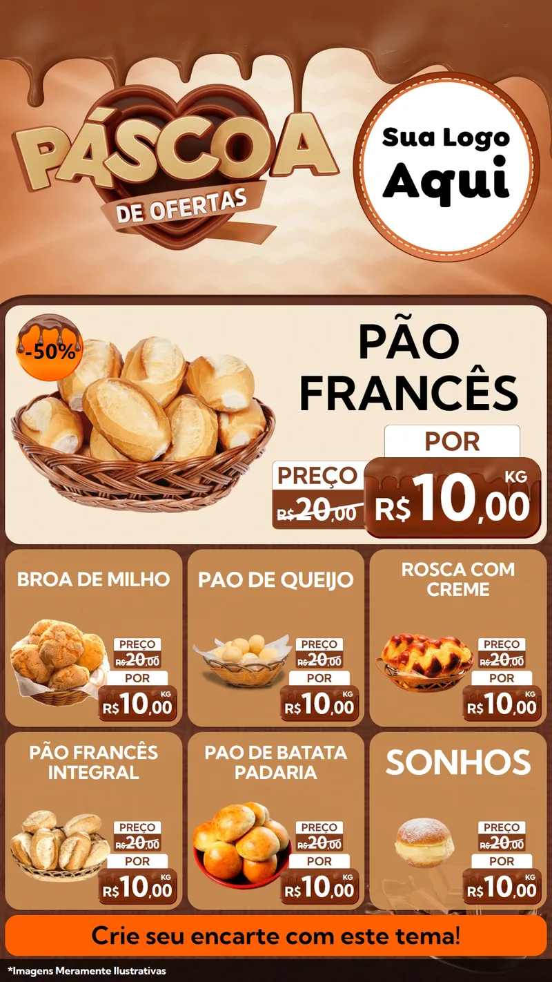 Modelo de Rede Social para Stories com o tema Páscoa de Ofertas para Padaria