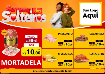 Modelo de Encarte para Encarte A4 Horizontal com o tema Semana dos Solteiros para Frios e Laticínios