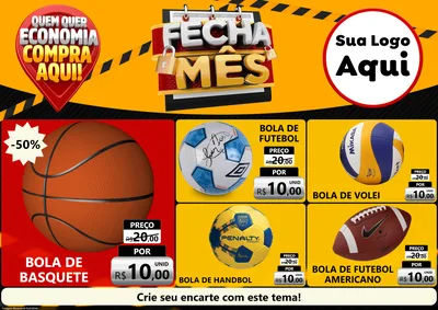 Modelo de Encarte para Encarte A4 Horizontal com o tema Fecha Mês para Artigos Esportivos